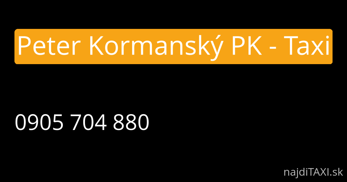 Peter Kormanský PK - Taxi (Brezno)