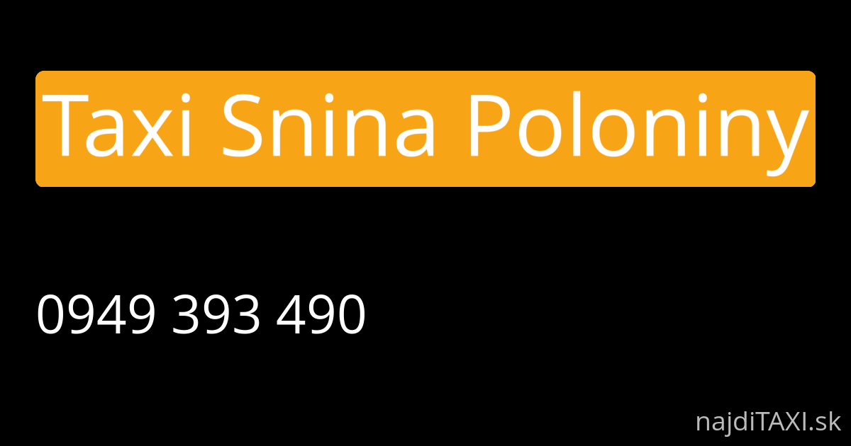 Taxi Snina Poloniny (Runina)